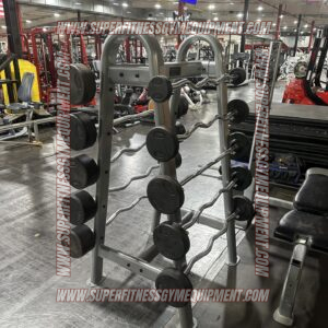 20-110 York Preset Ez curl Bars and Rack used great condition